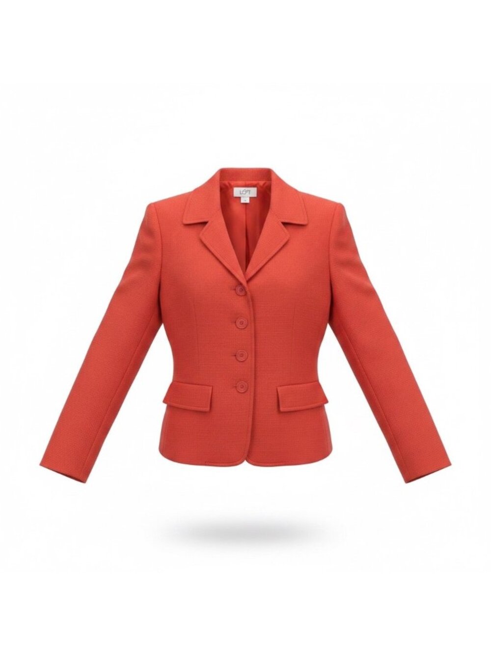 Ann Taylor Loft Womens Red Wool Button-Up Blazer Jacket Tailored Size 2